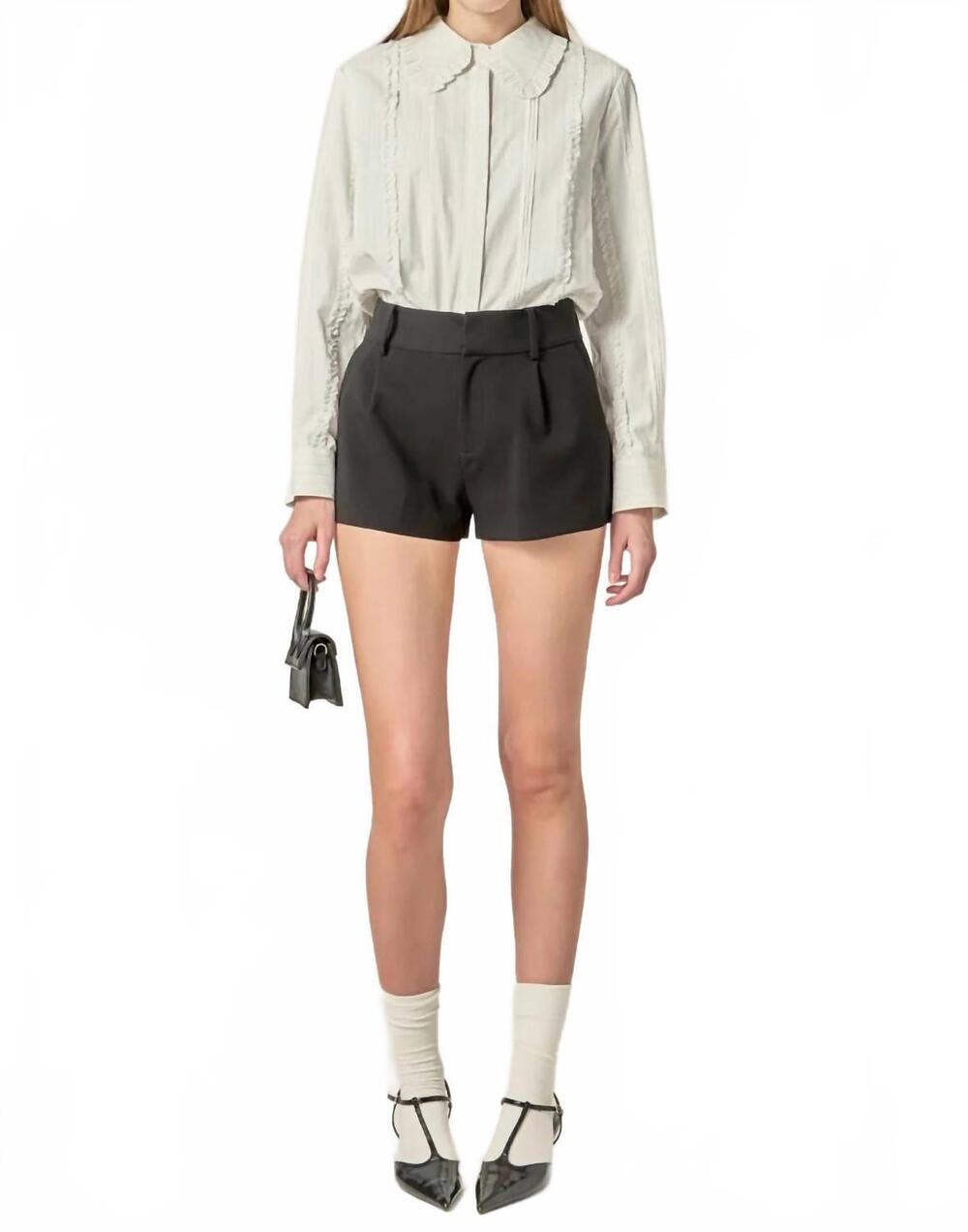 NEW ENGLISH FACTORY women's classic pintuck ruffle shirt in white